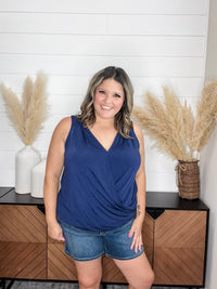 Dear Scarlett "Charming" Wrap Front Tank (Navy)