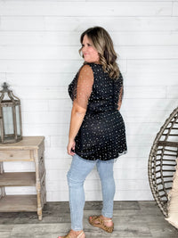 "Eras" Pearl Mesh Lined Tunic / Dress (Black)