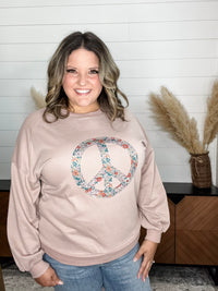 Mauve "Peace" Long Sleeve Crewneck