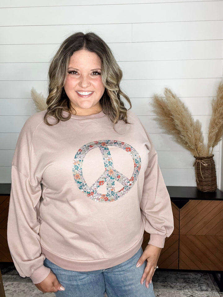 Mauve "Peace" Long Sleeve Crewneck