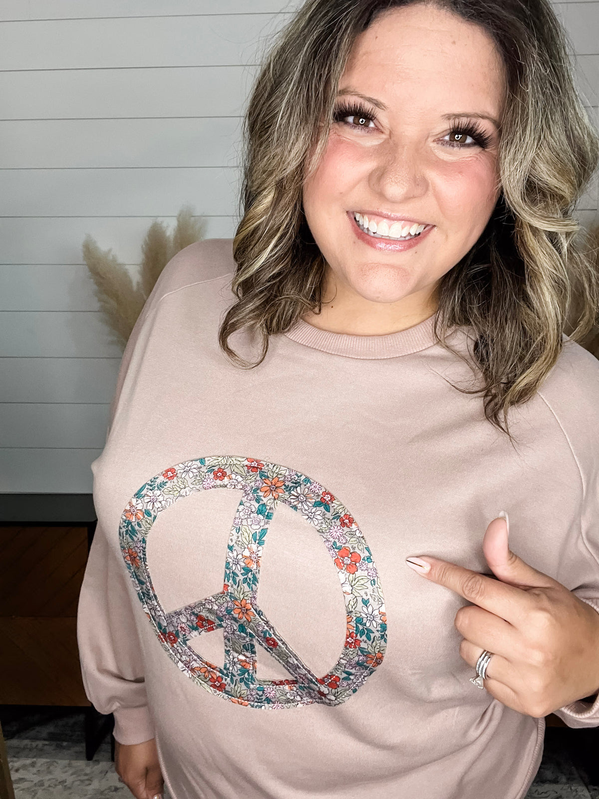 Mauve "Peace" Long Sleeve Crewneck