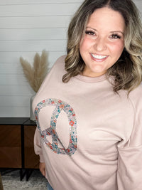 Mauve "Peace" Long Sleeve Crewneck
