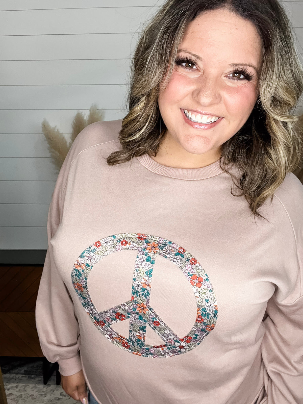Mauve "Peace" Long Sleeve Crewneck