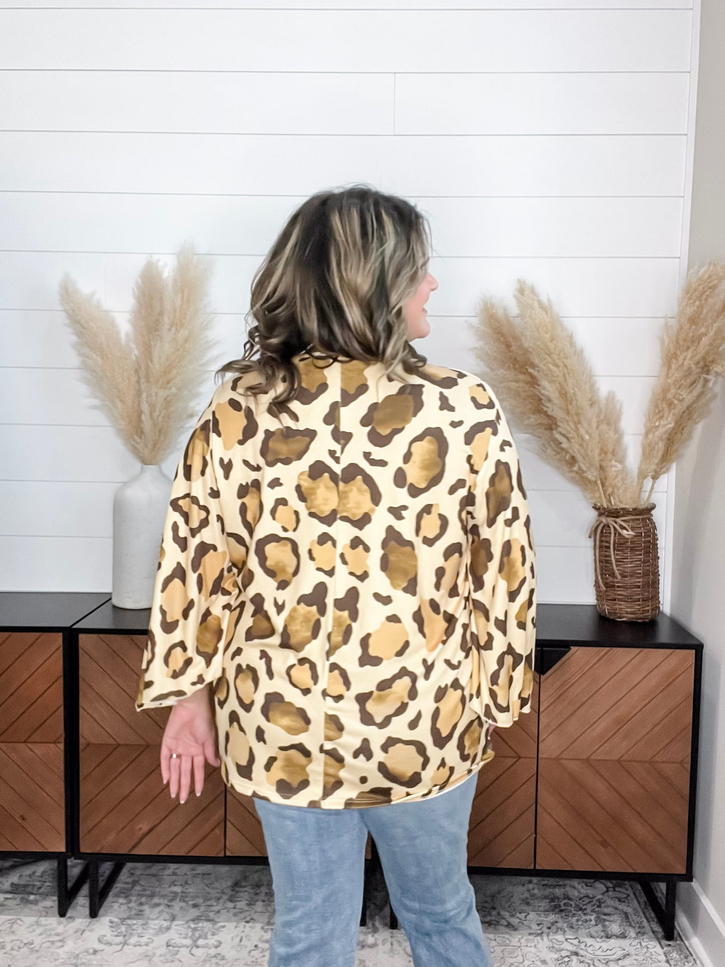 "Switch Up" Animal Print V Neck Tulip Sleeve