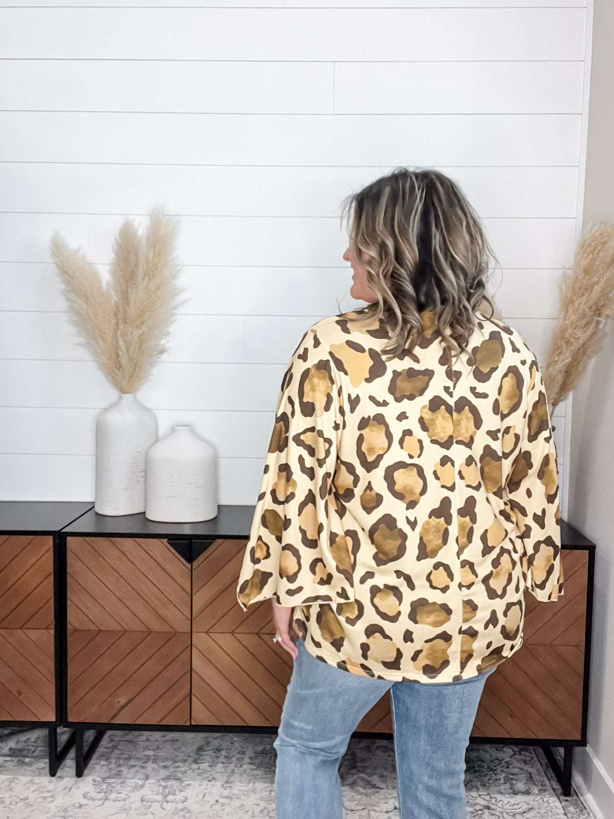 "Switch Up" Animal Print V Neck Tulip Sleeve