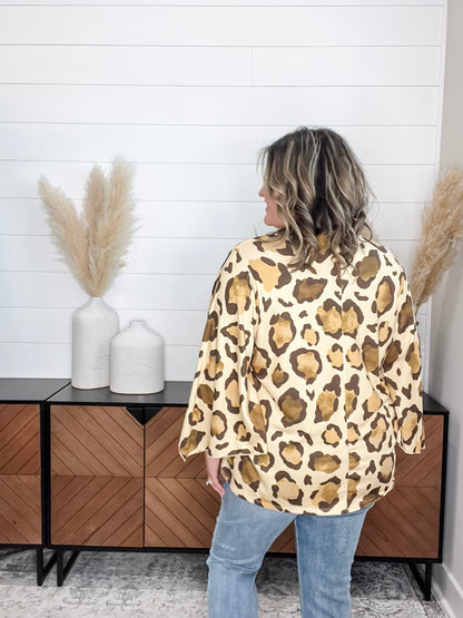"Switch Up" Animal Print V Neck Tulip Sleeve