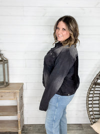 "Rough and Ready" Denim Jacket with Fringe Detail (Black)