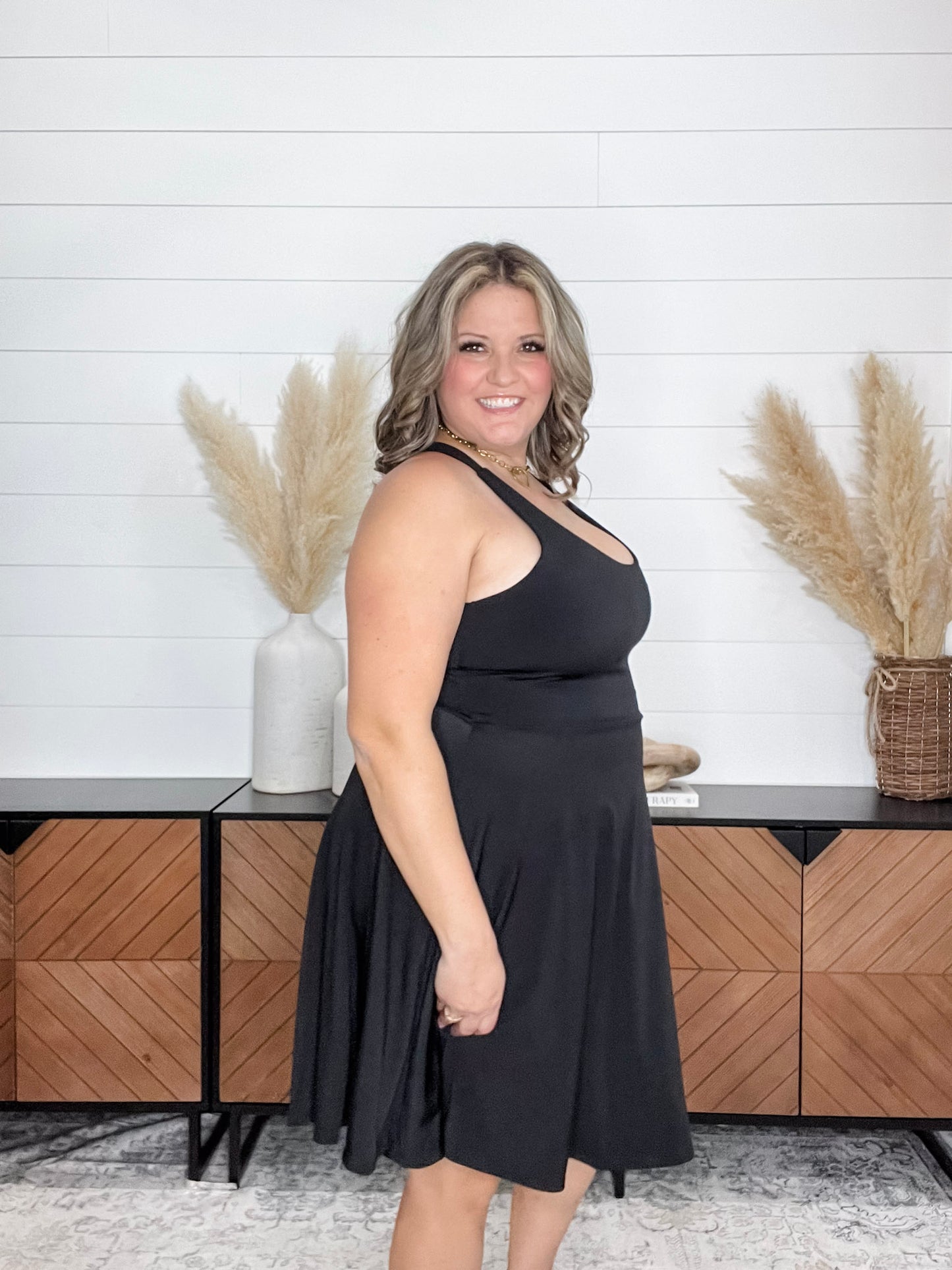 "Darby" Criss Cross Back Dress with Built in Bra