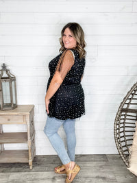 "Eras" Pearl Mesh Lined Tunic / Dress (Black)