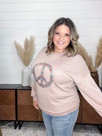 Mauve "Peace" Long Sleeve Crewneck