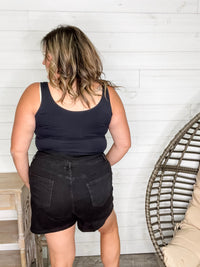 "Blaine" Double Button Shiny Pocket Fringe Shorts