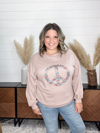Mauve "Peace" Long Sleeve Crewneck