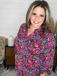 Dear Scarlett "Kingfisher" 3/4 Sleeve Split Neck