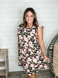 "Uptempo" Flutter Sleeve Midi Dress with Pockets