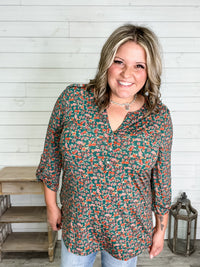 "Triangle" 3/4 Sleeve Button Front Lizzy Luxe