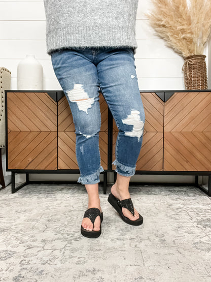 Distressed Cropped Skinny Denim By Zenana