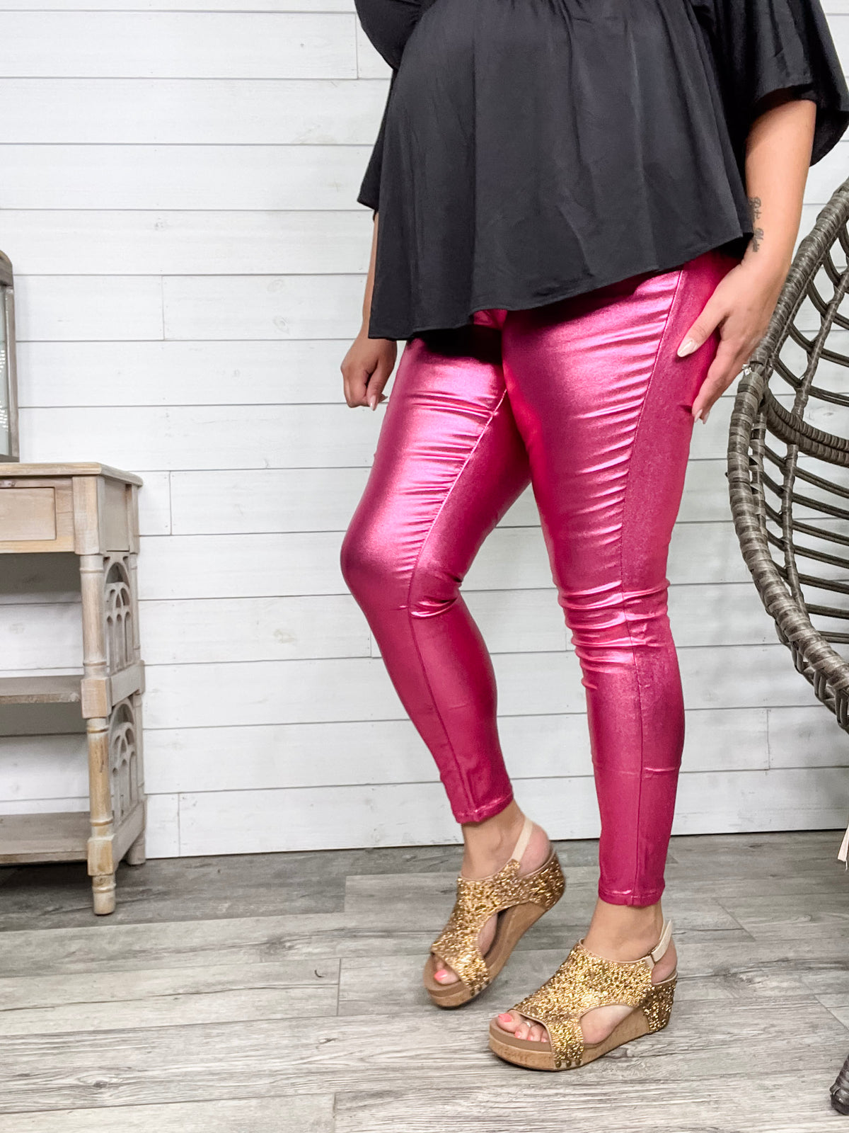 YMI hyperstretch Metallic Skinny (Hot Pink)