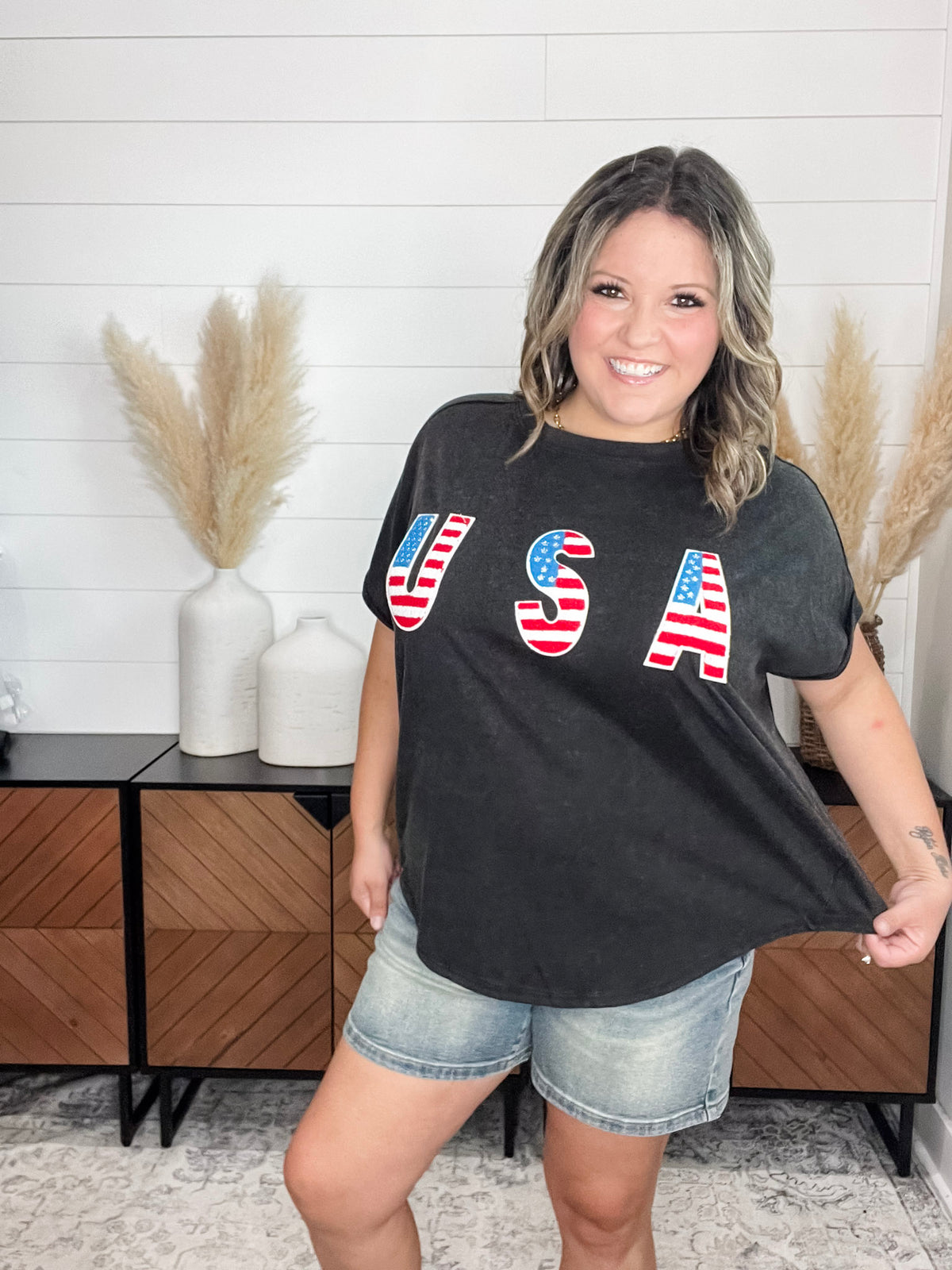 USA Embellished Oversized Boxy Tee