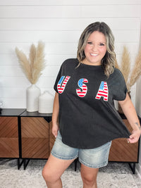 USA Embellished Oversized Boxy Tee