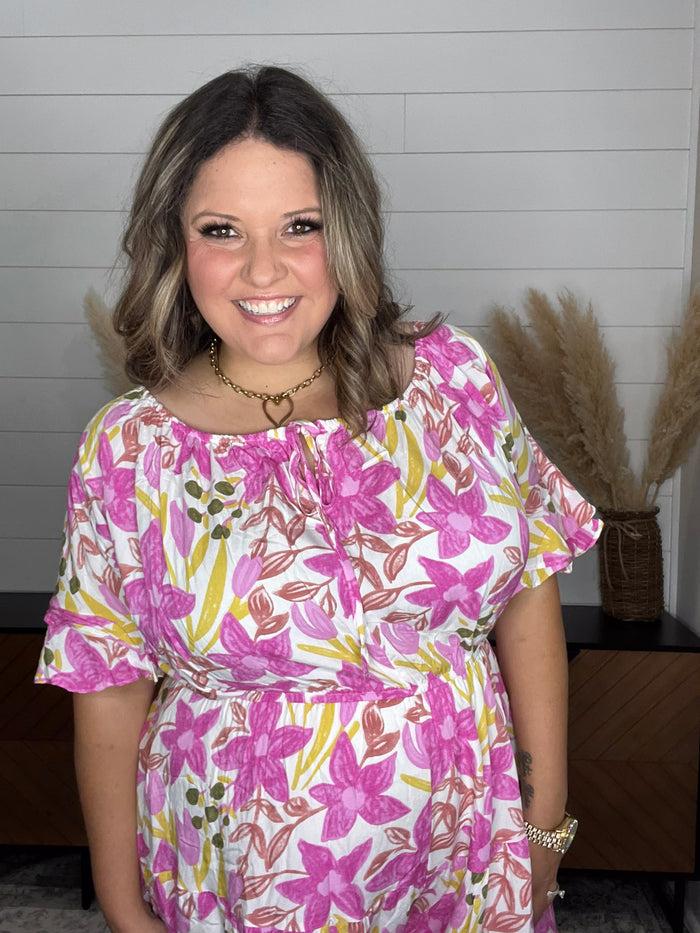 "Jump Around" 3/4 Off the Shoulder Romper