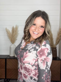 Dear Scarlett "Davenport" Floral Long Sleeve Split Neck