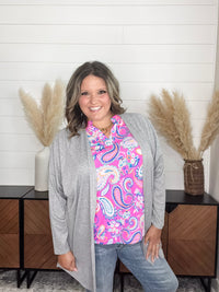 Dear Scarlett Ribbed Cardigan (Heather Grey)