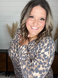 Dear Scarlett "Down With It" Animal Print Long Sleeve Weekender Style