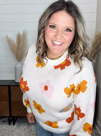 "Felicia" Fall Floral Long Sleeve Sweater