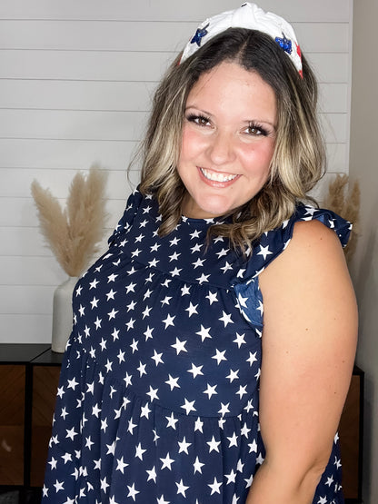 "Compatible" Flutter Sleeve Tiered Top