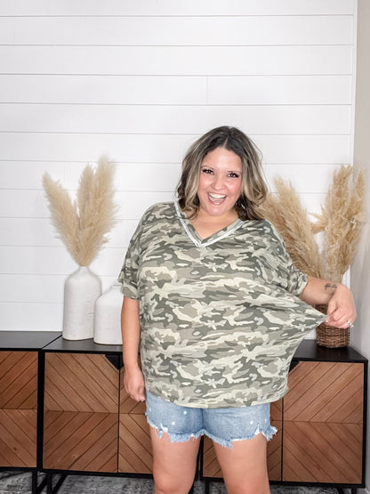 Pol - "Multiple" Camo V Neck