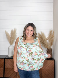 "Bittersweet" Floral Square Neck Tank Top