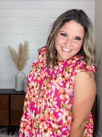 "Esme" Floral Ruffle Cap Sleeve Tiered Top