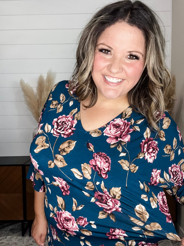 "April" 3/4 Sleeve V Neck