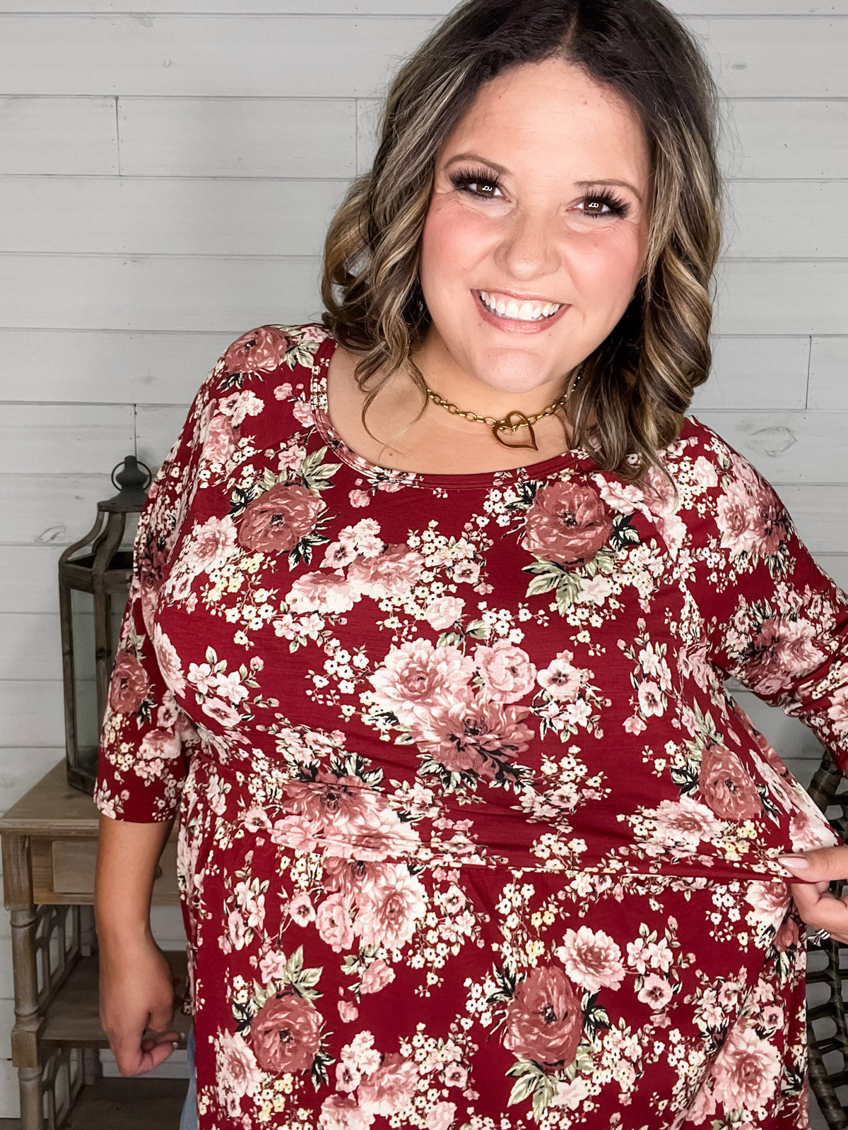 Dear Scarlett "Tammie" Floral 3/4 Sleeve Babydoll