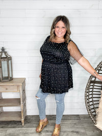 "Eras" Pearl Mesh Lined Tunic / Dress (Black)