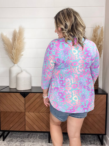 "Stanlee" 3/4 Sleeve Split Neck Babydoll