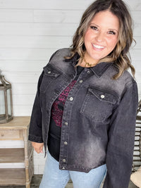 "Rough and Ready" Denim Jacket with Fringe Detail (Black)