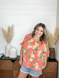 "Channing" Off the Shoulder Peasant Style with Faux Buttons