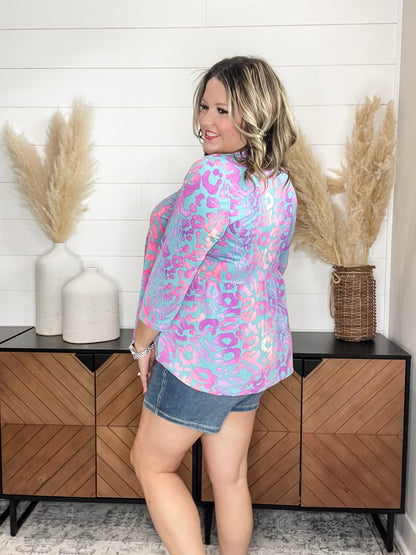 "Stanlee" 3/4 Sleeve Split Neck Babydoll