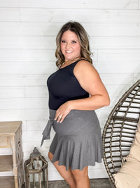 "Serena" Ruffled Skort (Charcoal)