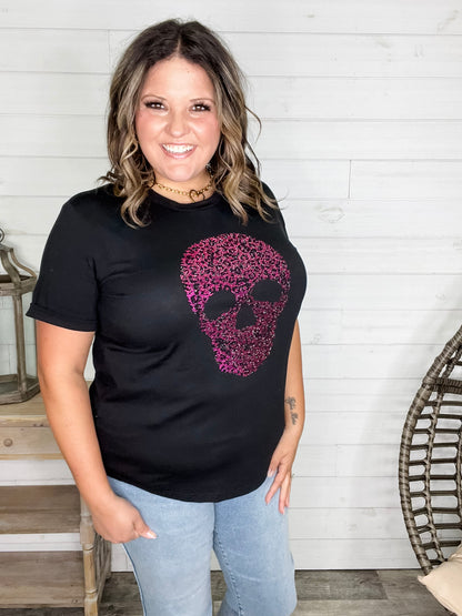 Rhinestone Sparkle Skull Tee