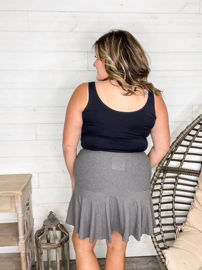 "Serena" Ruffled Skort (Charcoal)