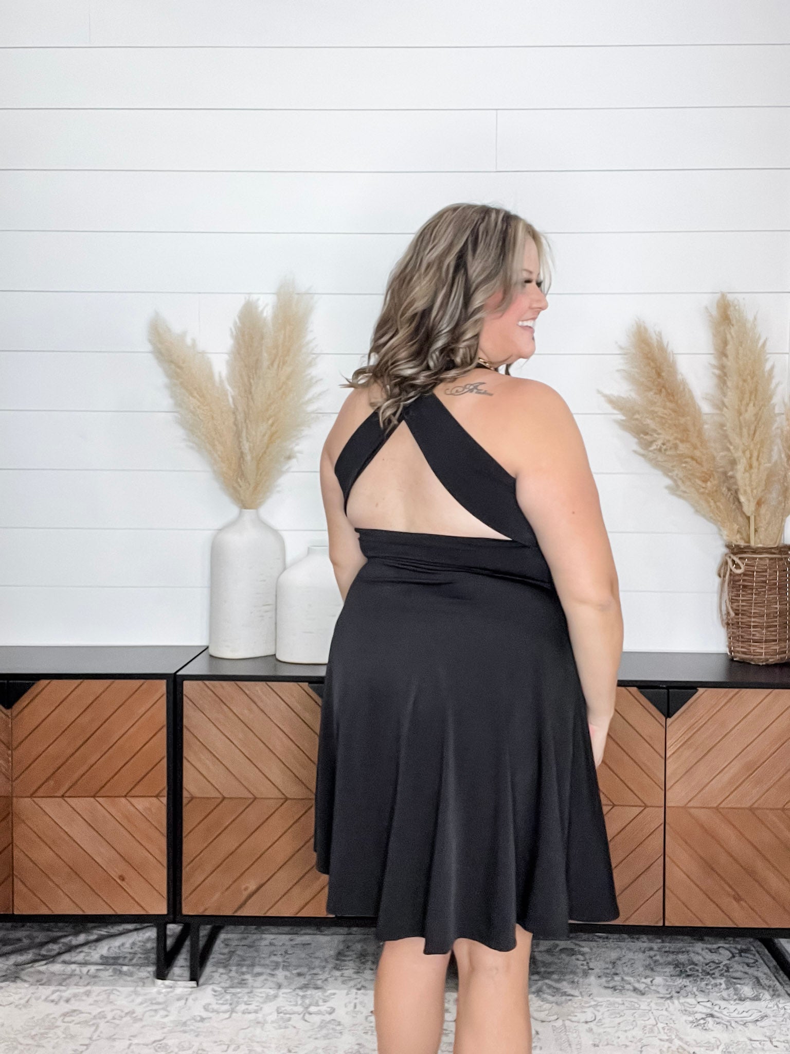 Darby Criss Cross Back Dress with Built in Bra - Lola Monroe 3X Darby Criss Cross Back Dress with Built in Bra - Lola Monroe 3X