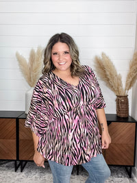 Dear Scarlett "Unbothered" Animal Print V Neck 3/4 Bell Sleeve
