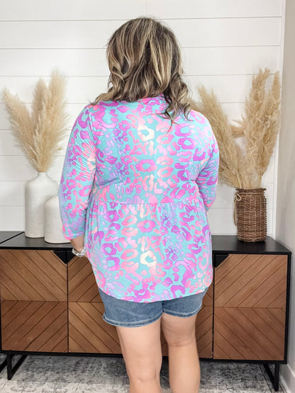 "Stanlee" 3/4 Sleeve Split Neck Babydoll