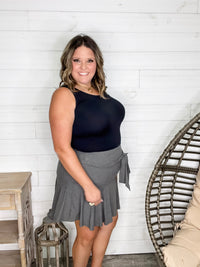 "Serena" Ruffled Skort (Charcoal)