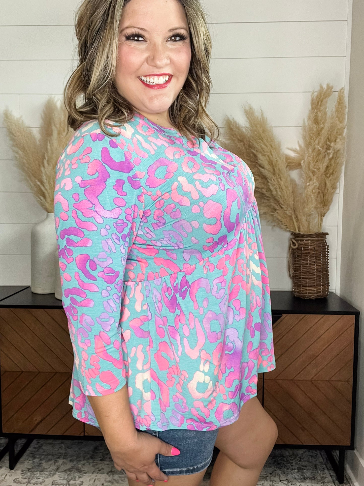 "Stanlee" 3/4 Sleeve Split Neck Babydoll