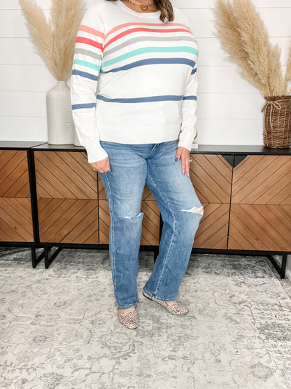 Judy Blue "Breakfast Club" Tummy Control Distressed Straight Leg Jeans