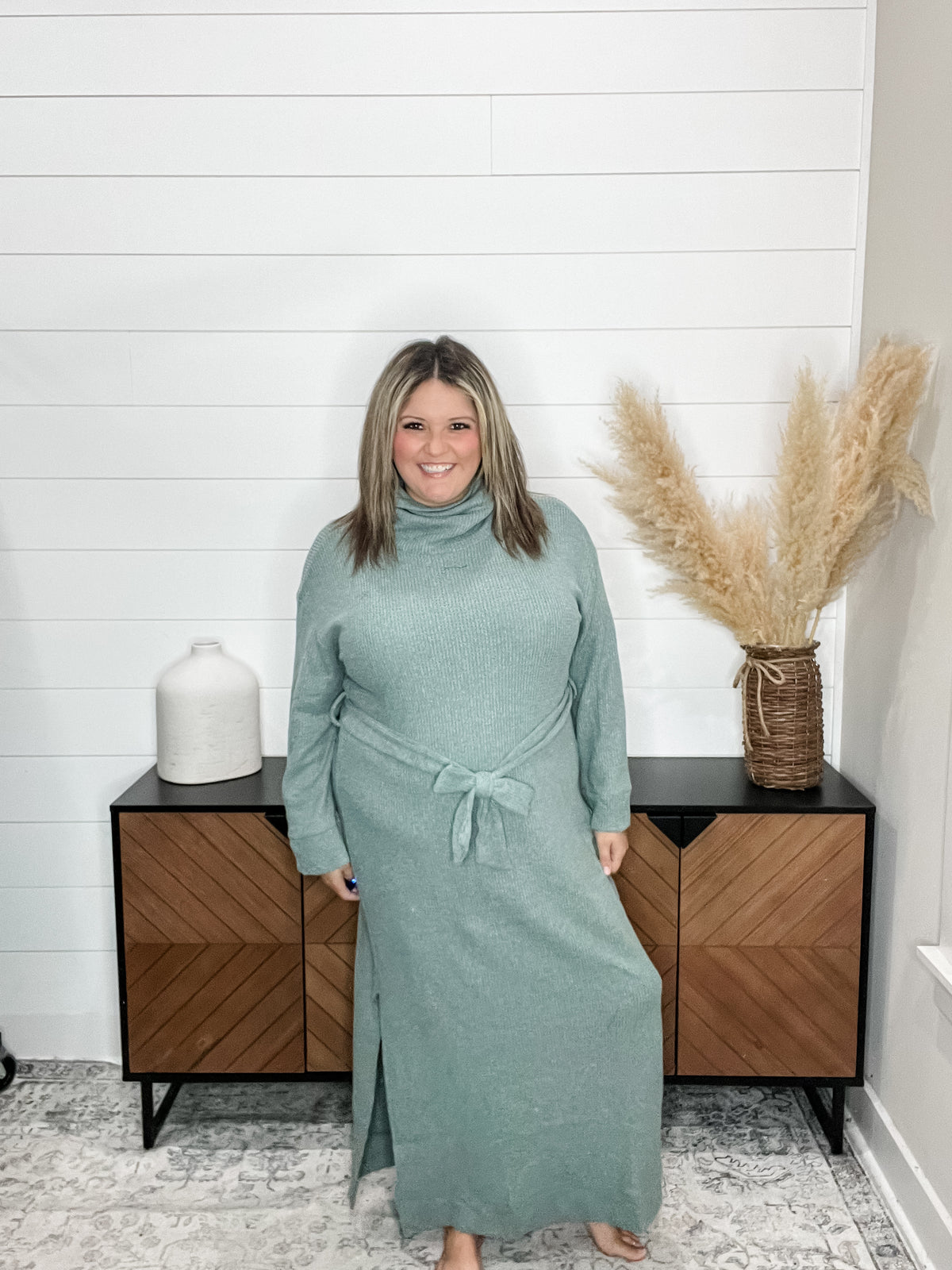 Dear Scarlett Travel Plush Knit Dress (Teal)