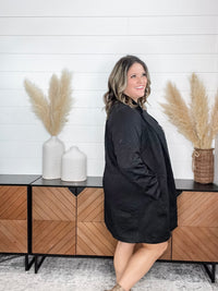 Dear Scarlett "Amara" Jacquard Midi Coat with Pockets (Black)